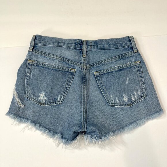 Agolde Parker Ripped light wash jean cutoff shorts Size 25 Button down distresse - Picture 5 of 11